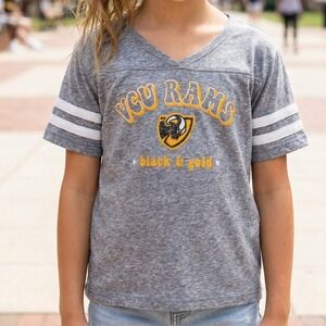 Rivalry Threads VCU Rams Kids Heather Gray V-Neck Graphic T-Shirt NWT